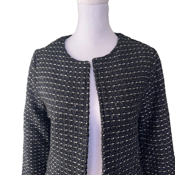 Dolan x Anthropologie - NWT Metallic Tweed Peplum Black Motif Blazer Jacket Sz S - Picture 3 of 7